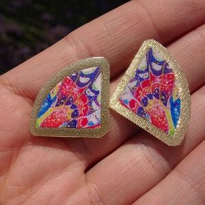 Colorful Cruelty Free Fairycore Faux Butterfly Wing Whimsical Clip-On Earrings